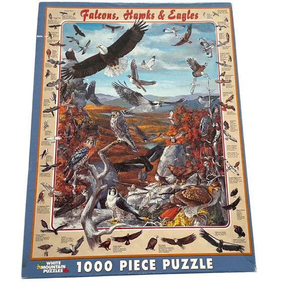 RARE White Mountain Falcons Hawks & Eagles Jigsaw Puzzle 1000 Pieces 2006 Birds